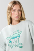 Buzo verde claro crop top con arte de The Mandalorian