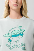 Buzo verde claro crop top con arte de The Mandalorian