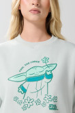 Buzo verde claro crop top con arte de The Mandalorian