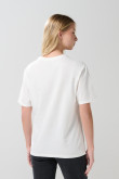 Camiseta crema en algodón college manga corta
