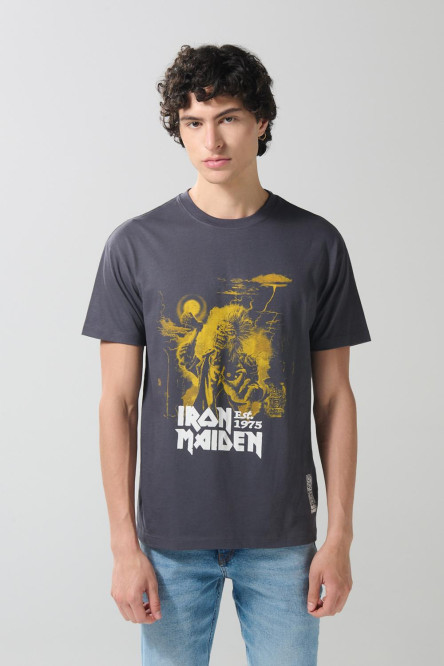Camiseta cuello redondo gris intensa de Iron Maiden