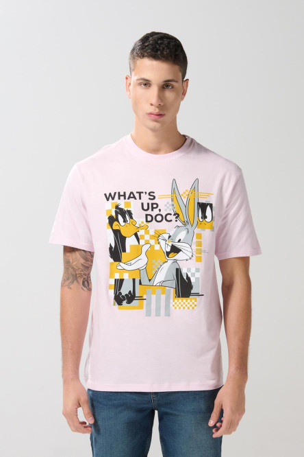 Camiseta rosada clara de Looney Tunes con manga corta