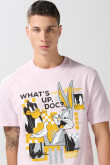 Camiseta rosada clara de Looney Tunes con manga corta