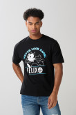 Camiseta negra de Félix el Gato con cuello redondo