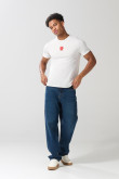Camiseta cuello redondo crema clara de Snoopy