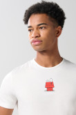 Camiseta cuello redondo crema clara de Snoopy