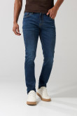 Jean skinny tiro bajo azul oscuro ajustado con bolsillos