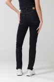 Jean jegging tiro alto azul intenso con costuras visibles