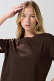 Camiseta algodón unicolor con cuello redondo y manga corta