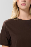 Camiseta algodón unicolor con cuello redondo y manga corta