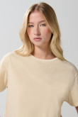 Camiseta unicolor crop top cuello redondo con manga corta