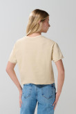 Camiseta unicolor crop top cuello redondo con manga corta