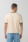 Camiseta en algodón unicolor con contrastes y manga corta