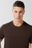 Camiseta cuello redondo unicolor en algodón con manga corta