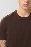 Camiseta cuello redondo unicolor en algodón con manga corta