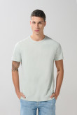 Camiseta cuello redondo unicolor en algodón con manga corta