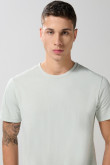 Camiseta cuello redondo unicolor en algodón con manga corta