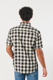 Camisa unicolor a cuadros con manga corta y botones