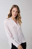 Blusa en satín a rayas unicolor con manga larga