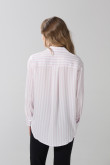 Blusa en satín a rayas unicolor con manga larga