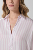 Blusa en satín a rayas unicolor con manga larga