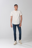Camisa unicolor cuello nerú en algodón con botones