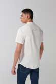 Camisa unicolor cuello nerú en algodón con botones