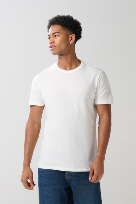 Camiseta ajustada en algodón unicolor con manga corta