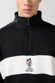 Buzo cuello alto negro con cremallera y arte de Mickey
