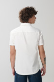Camisa en algodón unicolor manga corta con cuello sport