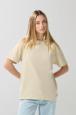 Camiseta en algodón kaki clara con manga corta