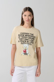 Camiseta unicolor manga corta con arte de osito
