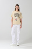 Camiseta unicolor manga corta con arte de osito