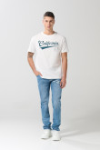 Camiseta manga corta crema en algodón college