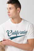 Camiseta manga corta crema en algodón college