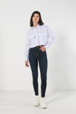 Blusa crop top unicolor oversize con bolsillos de tapa