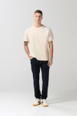 Jean azul skinny con tiro bajo y costuras en contraste