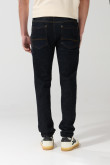 Jean azul skinny con tiro bajo y costuras en contraste