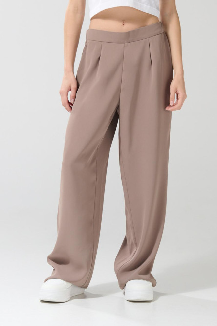 Pantalón palazzo kaki intenso con tiro alto