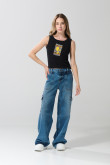 Camiseta manga sisa negra con arte de Looney Tunes