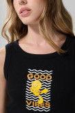 Camiseta manga sisa negra con arte de Looney Tunes