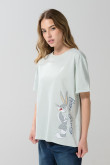 Camiseta verde clara manga corta con arte de Looney Tunes