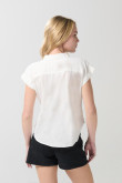 Blusa manga corta unicolor con hombro rodado y aberturas