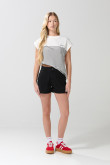 Camiseta manga corta incluida crema con texto y rayas