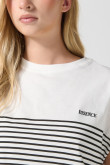 Camiseta manga corta incluida crema con texto y rayas