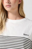Camiseta manga corta incluida crema con texto y rayas