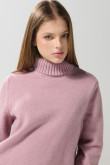 Suéter holgado multicolor tejido con cuello alto