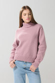 Suéter holgado multicolor tejido con cuello alto