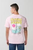 Camiseta unicolor manga corta con estampado de playa