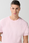 Camiseta unicolor manga corta con estampado de playa